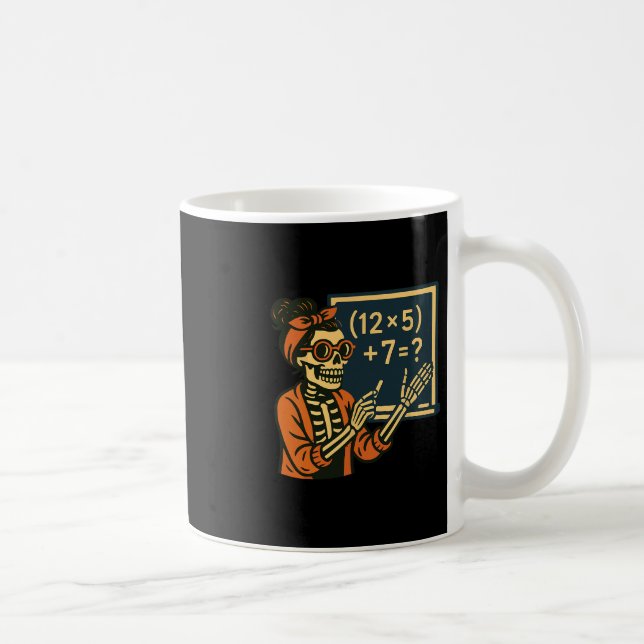 Caneca De Café Professor de Halloween Seis Sete Meme 6 7 Esquelet (Direita)