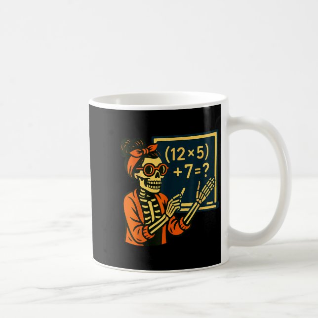 Caneca De Café Professor de Halloween Seis Sete Meme 6 7 Esquelet (Direita)
