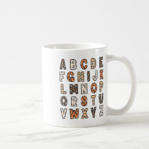 Caneca De Café Professor de Halloween Spooky Alphabet