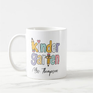 Caneca De Café Professor de Jardim de Infância Personalizado Nome