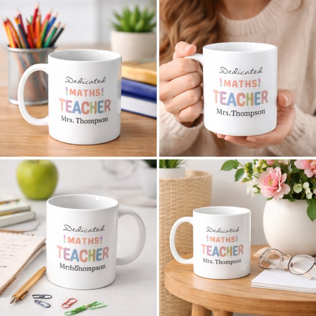 Caneca De Café Professor de Matemática Dedicado Nome Personalizad (Dedicated Maths Teacher Personalized Name Coffee Mug)