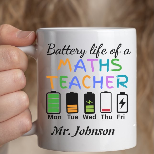 Caneca De Café Professor de Matemática Engraçado Vida da Bateria  (Criador carregado)