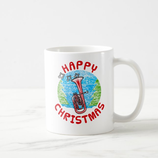Caneca De Café Professor de Música Musical de Tenor Horn Christma (Direita)