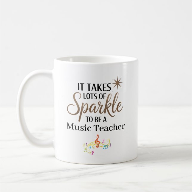 Caneca De Café Professor de Música Personalizado com Brilho (Esquerda)
