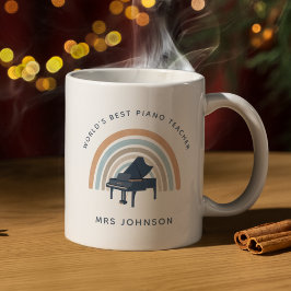 Caneca De Café Professor de Música Piano Arco-íris