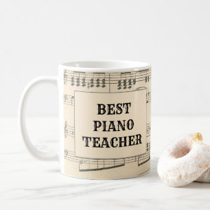 Caneca De Café Professor de Piano Personalizado Melhor Música de