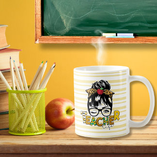 Caneca De Café Professor de Stripes-Leopardo de Girassol (Retro M