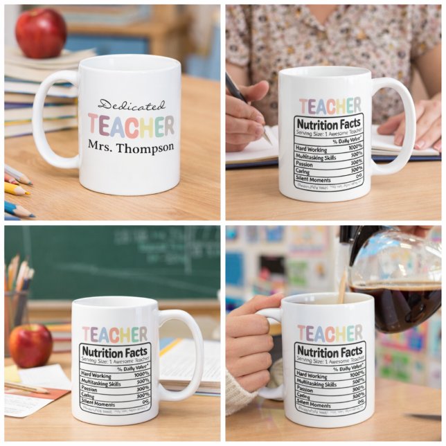 Caneca De Café Professor Dedicado Nome Personalizado Customizado (Dedicated Teacher Personalized Custom Name Coffee Mug)