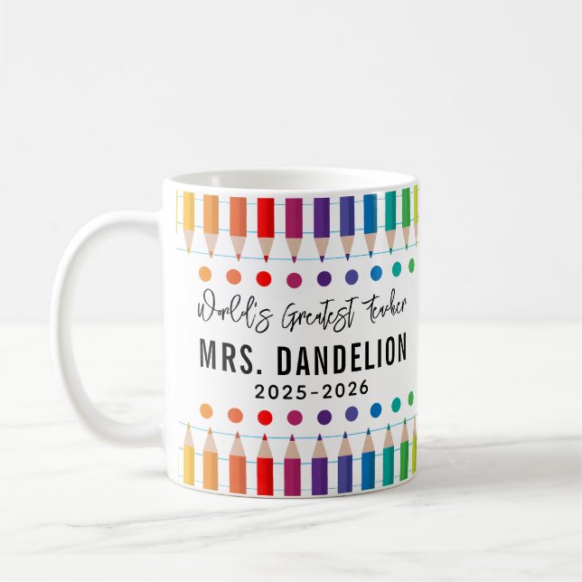 Caneca De Café Professor do Rainbow Crayons Kindergarten (Esquerda)