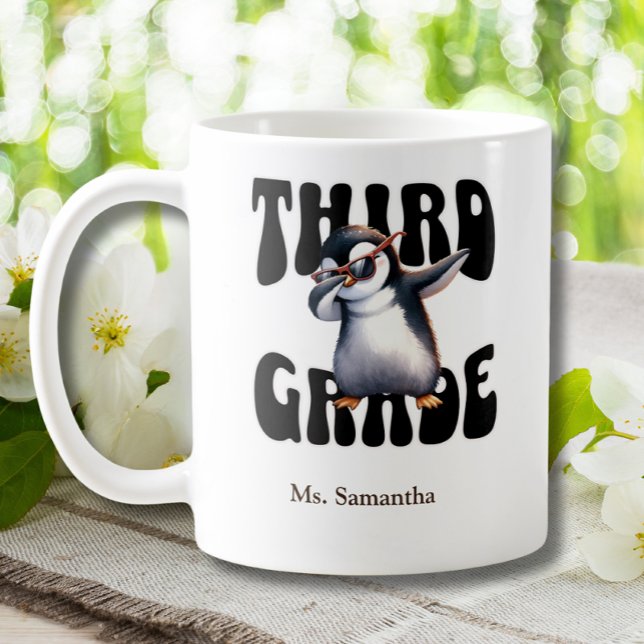 Caneca De Café Professor elementar de terceiro grau Dabbing Pengu (Criador carregado)