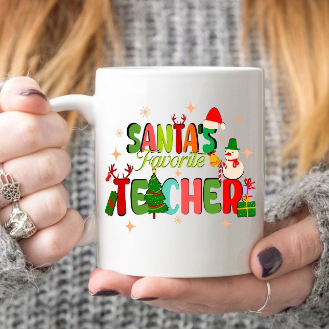 Caneca De Café professor favorito de papais noeis.presente person (Christian Christmas mug, Christmas mug, Christ mug, santas favorite teacher mug ,teacher gift, )