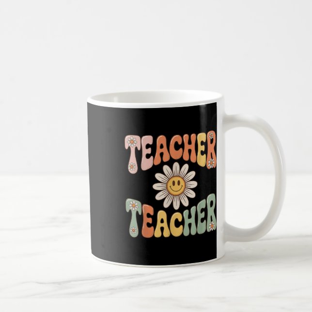 Caneca De Café Professor Groovy Flor de Margarida Fofo Retro Volt (Direita)
