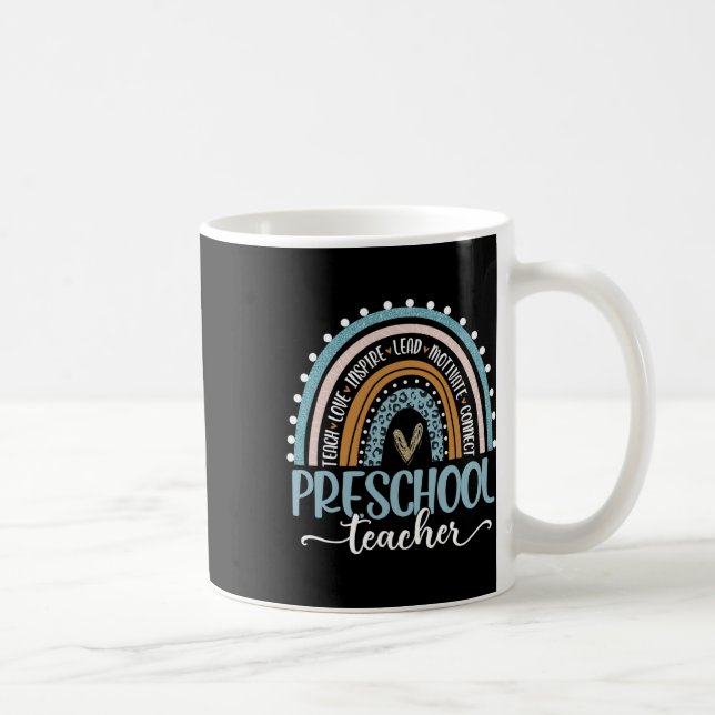 Caneca De Café Professor Leopard Boho Arco-Íris De Volta À Escola (Direita)