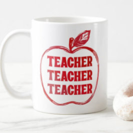 Caneca De Café Professor Maçã Vermelha Contorno Apreciação Orgulh