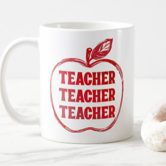Caneca De Café Professor Maçã Vermelha Contorno Apreciação Orgulh