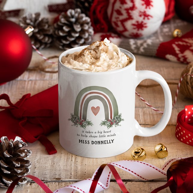 Caneca De Café Professor Personalizado Arco-Íris de Natal (Criador carregado)