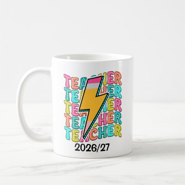 Caneca De Café Professor Retro Lápis Relâmpago Volta às Aulas (Esquerda)