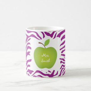 Caneca De Café Professor roxo de Apple do verde da listra da