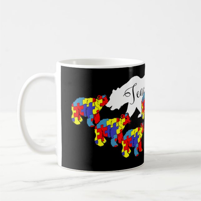 Caneca De Café Professor Urso Autismo Consciência Mês Professora  (Esquerda)