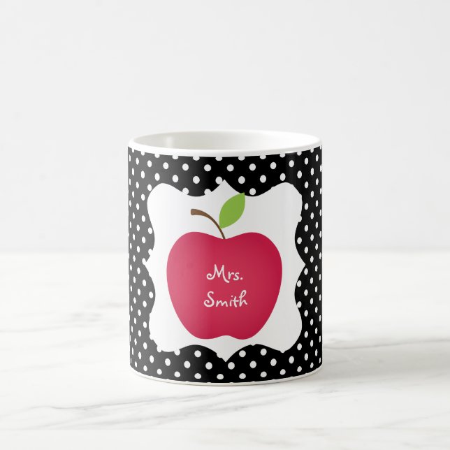 Caneca De Café Professor vermelho de Apple das bolinhas pretas & (Centro)