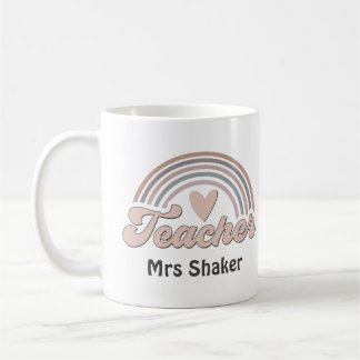 Caneca De Café Professora Apreciação Coração Arco-Íris Obrigado