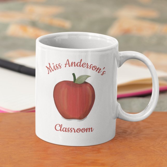 Caneca De Café Professora Bela Maçã Vermelha Personalizada (Criador carregado)
