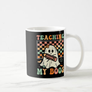 Caneca De Café Professora Cute Ghost Groovy Professora Halloween