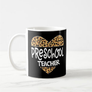 Caneca De Café Professora da pré-escola Leopard na escola de apoi