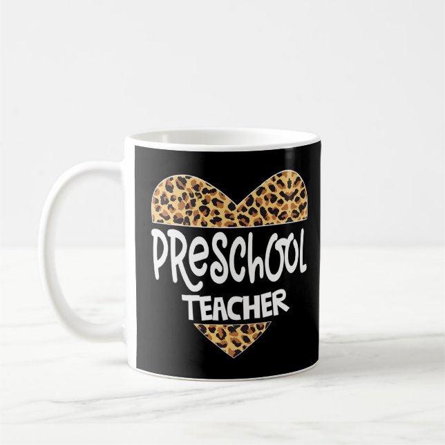 Caneca De Café Professora da pré-escola Leopard na escola de apoi (Esquerda)