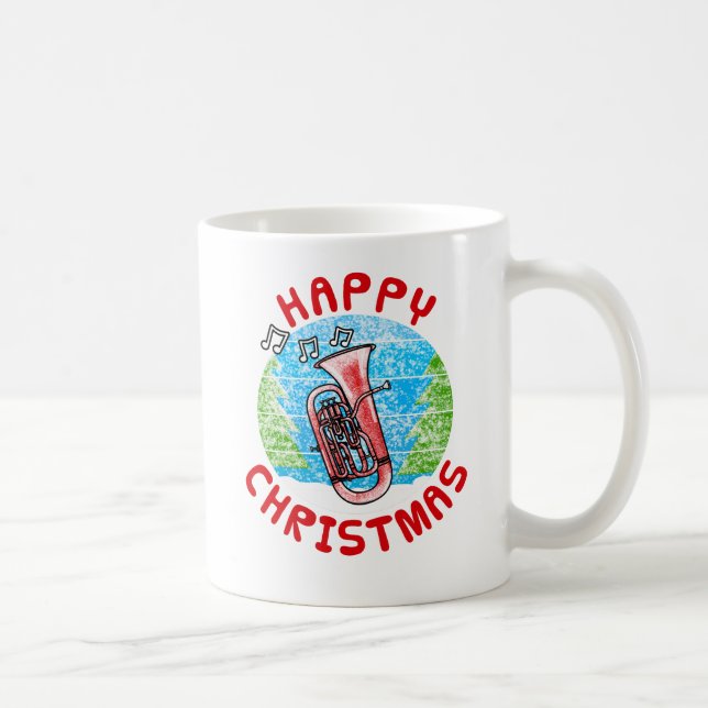 Caneca De Café Professora de Música Musical Euphonium Christmas B (Direita)