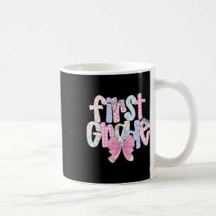 Caneca De Café Professora de Primeiro Ano Préppy Azul Floral Coqu