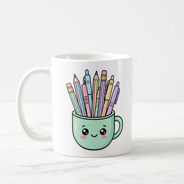 Caneca de Café Professora Kawaii Lápis Obrigada G (Esquerda)