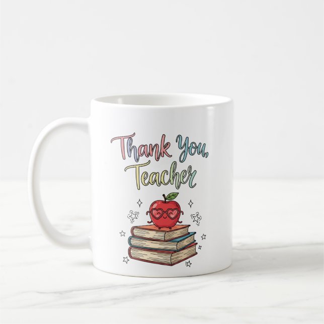 Caneca De Café Professora Obrigado Livros e Maçã de Maçã (Esquerda)