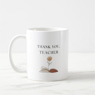 Caneca De Café Professora Obrigado Mug Moderno Minimalista De Flo
