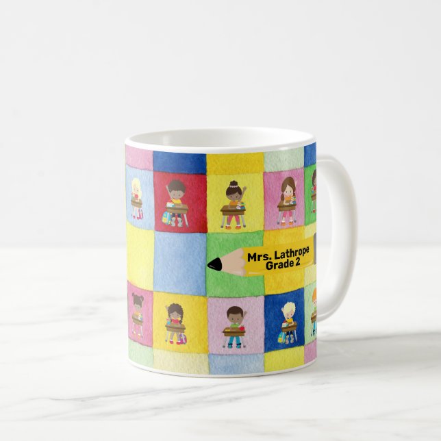 Caneca De Café Professora Personalizada da Classe Ensino Secundár (Frente Esquerda)