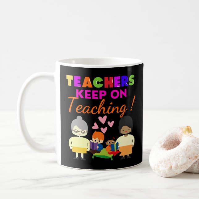 Caneca De Café PROFESSORES CONTINUAM ENSINANDO professor engraçad (Com Donut)