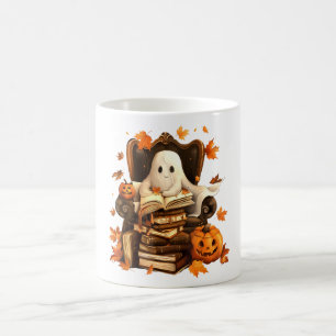 Caneca De Café Professores do Ghost Book Lendo Abóbora no Hallowe