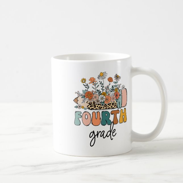 Caneca De Café Professores do Quarto Ano Retro Leopardo Ck Para a (Direita)