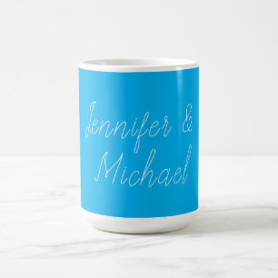 Caneca De Café Profissional de Casamento Escrita Clássica Azul