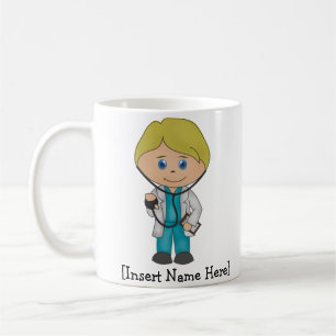 Caneca De Café Profissional médico bonito, homem louro