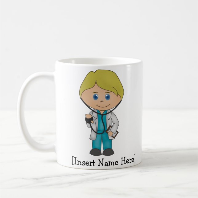 Caneca De Café Profissional médico bonito, homem louro (Esquerda)