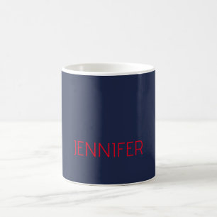 Caneca De Café Profissional minimalista moderno nome azul vermelh