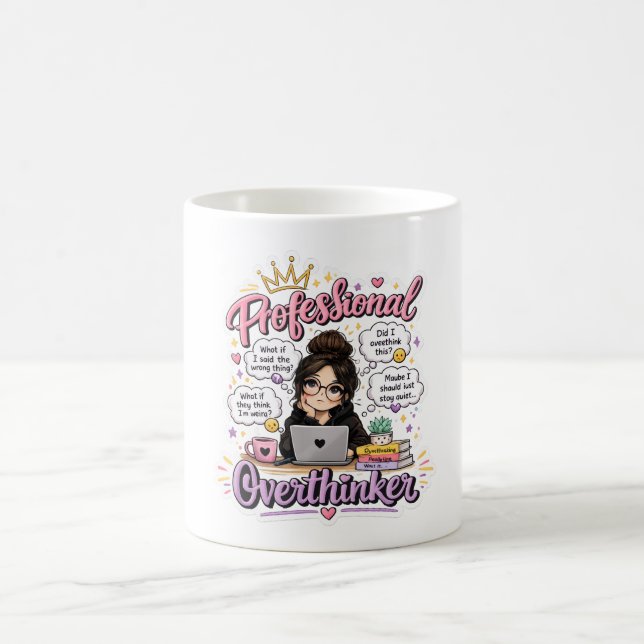 Caneca De Café Profissional que pensa demais citação engraçada br (Centro)