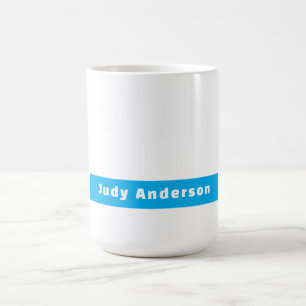 Caneca De Café Profissional Simples Moderno Elegante Nome Azul Br