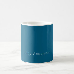 Caneca De Café Profissional Simples Moderno Elegante Seu Nome Azu