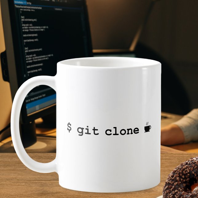 Caneca De Café Programador Café Mug - Café com Clone Git (Criador carregado)