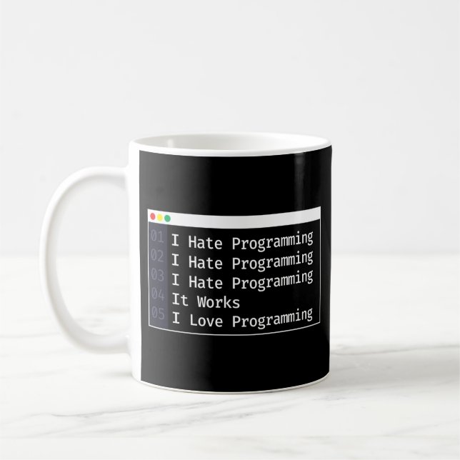 Caneca De Café Programador Codificando Odeio Programação Amo (Esquerda)