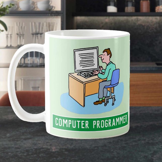 Caneca De Café Programador De Computador Masculino Com Nome. Engr (Criador carregado)