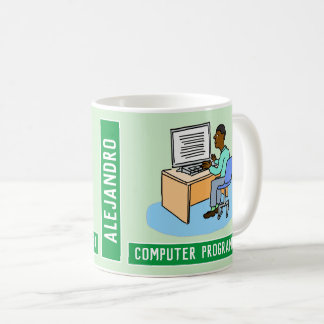 Caneca De Café Programador De Computador Preto Masculino Com Nome