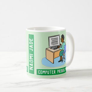 Caneca De Café Programador De Computador Preto Para Mulheres Com